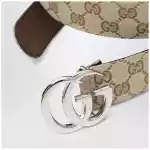 GUCCI Flat Marmont belt in sand GG fabric