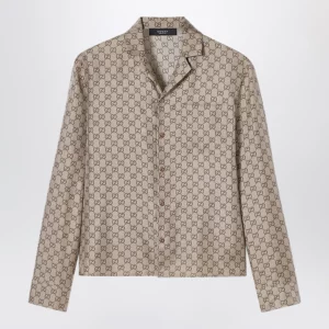 GUCCI Bowling shirt in silk twill with all-over GG print