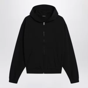 GUCCI Black zip hoodie in cashmere blend with logo print