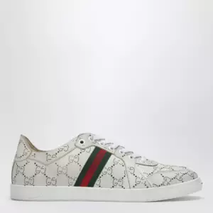 GUCCI White Stretch Sneakers with laser-cut GG motif