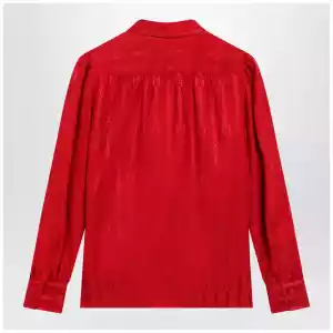 GUCCI Red silk jacquard shirt with Interlocking GG chain motif