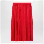 GUCCI Pleated silk jacquard midi skirt with GG chain in Fire