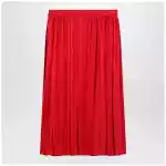 GUCCI Pleated silk jacquard midi skirt with GG chain in Fire