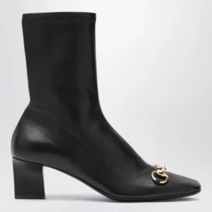 GUCCI Black Signora ankle boots with horsebit