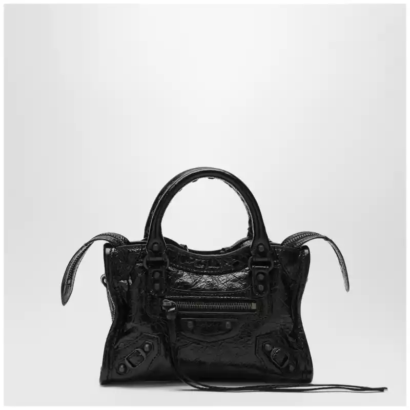 Balenciaga Le City Nano leather handbag in military green