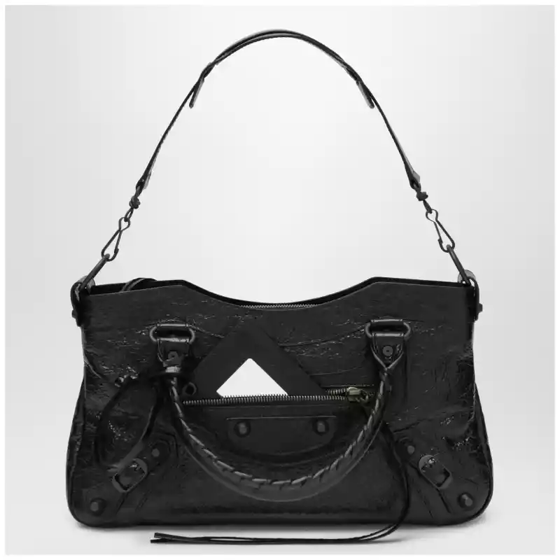 8669582ACFH_S_BALEN-1000.a Balenciaga Le City First lambskin leather handbag in black