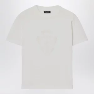 GUCCI White Cotton T-Shirt With Logo Crest