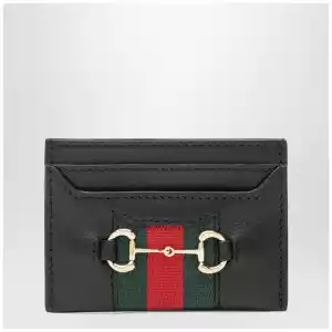 GUCCI Web Cardholder With Horsebit In Leather