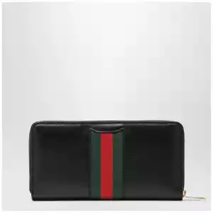 GUCCI Black Horsebit Web Wallet