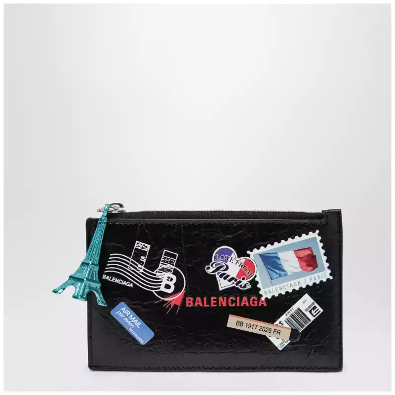 8671502ACHI_S_BALEN-1084.a Balenciaga Cash black leather coin purse with card holder