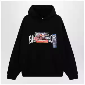 Balenciaga Black hoodie with logo print