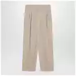 The Row Lilas light khaki cotton and linen trousers