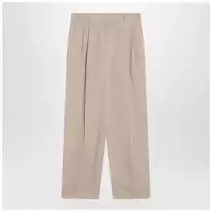 The Row Lilas light khaki cotton and linen trousers