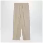 The Row Lilas light khaki cotton and linen trousers