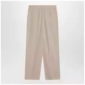 The Row Lilas light khaki cotton and linen trousers