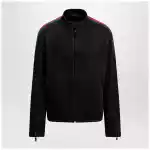 GUCCI Black cotton denim biker jacket with Web trim