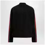 GUCCI Black cotton denim biker jacket with Web trim