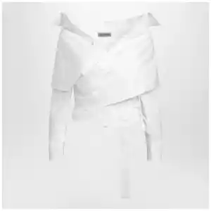 Balenciaga White wrap shirt with off-shoulder design