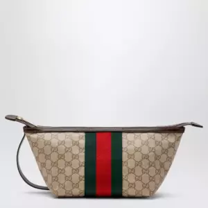GUCCI Beige GG Supreme fabric toiletries bag