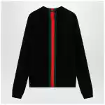 Gucci cashmere sweater with Web motif in black