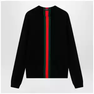 Gucci cashmere sweater with Web motif in black