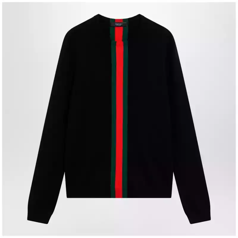 Gucci cashmere sweater with Web motif in black