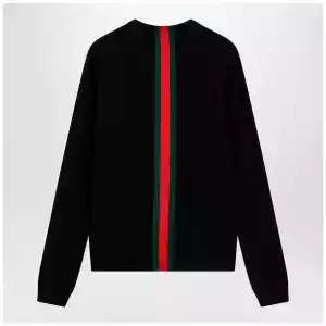 Gucci cashmere sweater with Web motif in black