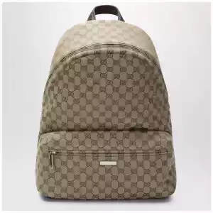 GUCCI Large Tag backpack in sand/brown GG canvas
