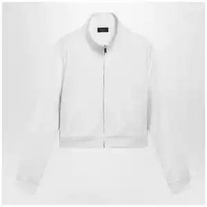 GUCCI Ribbed cotton jersey zip hoodie with Web in white