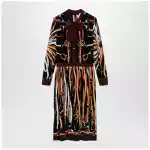 GUCCI Black/brown silk shirt dress with equestrian print