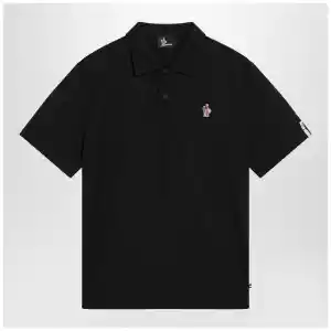 Moncler Grenoble Black polo shirt with logo patch