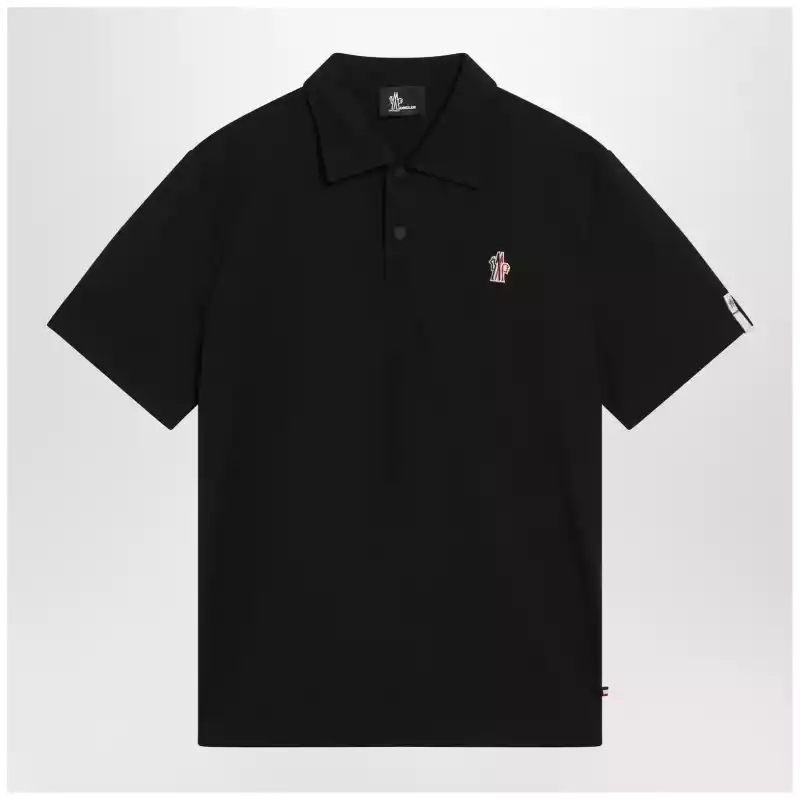 Moncler Grenoble Black polo shirt with logo patch