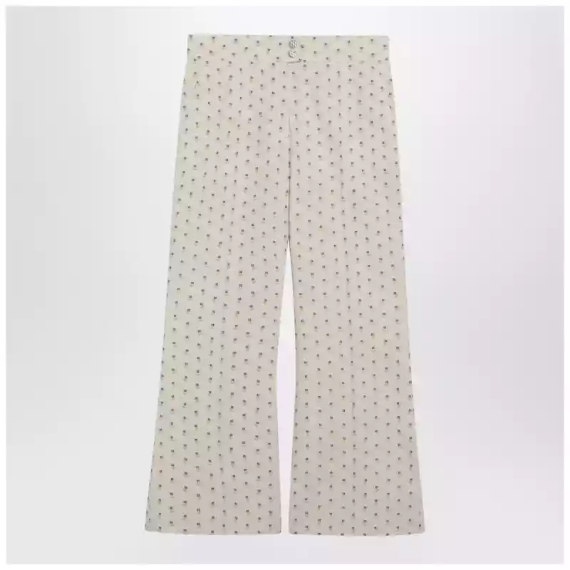 Valentino Ivory trousers with floral pattern