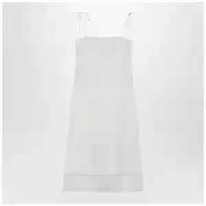 Valentino Ivory linen midi dress with Sangallo embroidery
