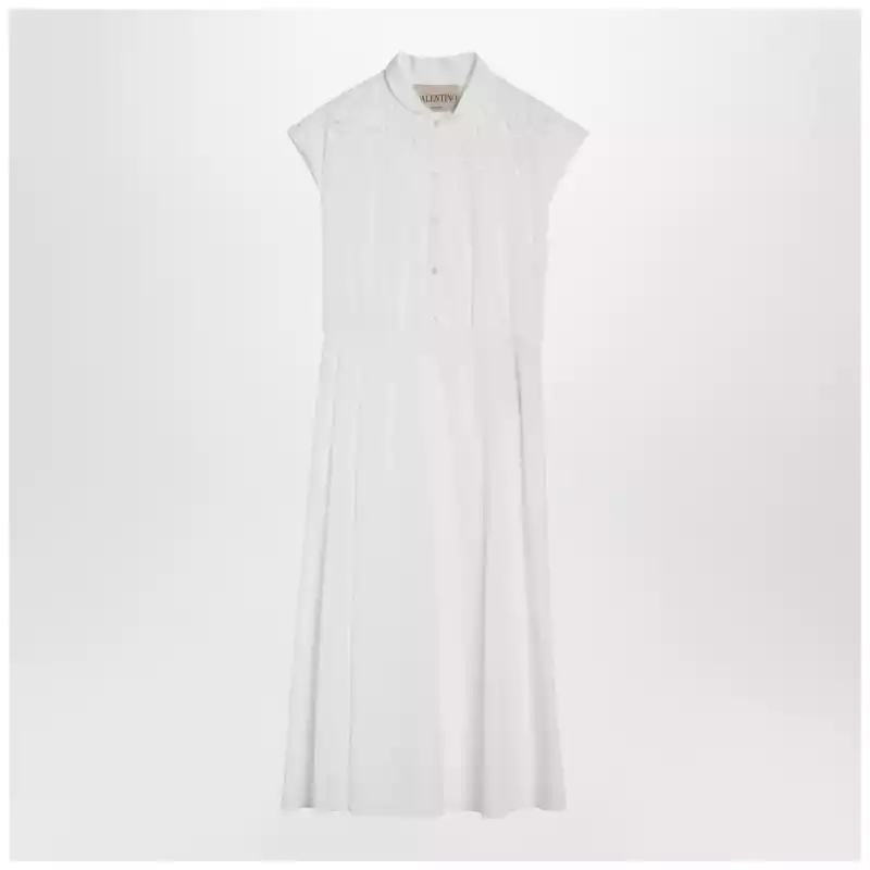 Valentino White midi dress with Sangallo embroidery