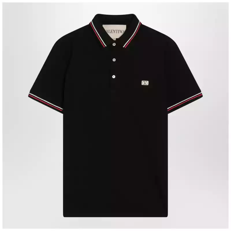 Valentino Black polo shirt with Vlogo Signature