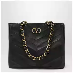 Valentino Garavani Black Laseine Shopping Bag