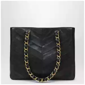 Valentino Garavani Black Laseine Shopping Bag