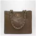 Valentino Garavani Laseine shopping bag in tundra green