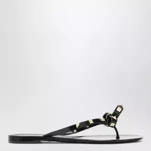 Valentino Garavani Black Rockstud Flat Sandals