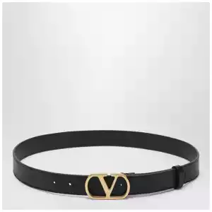 Valentino Garavani Black 3 cm Vlogo Signature leather belt