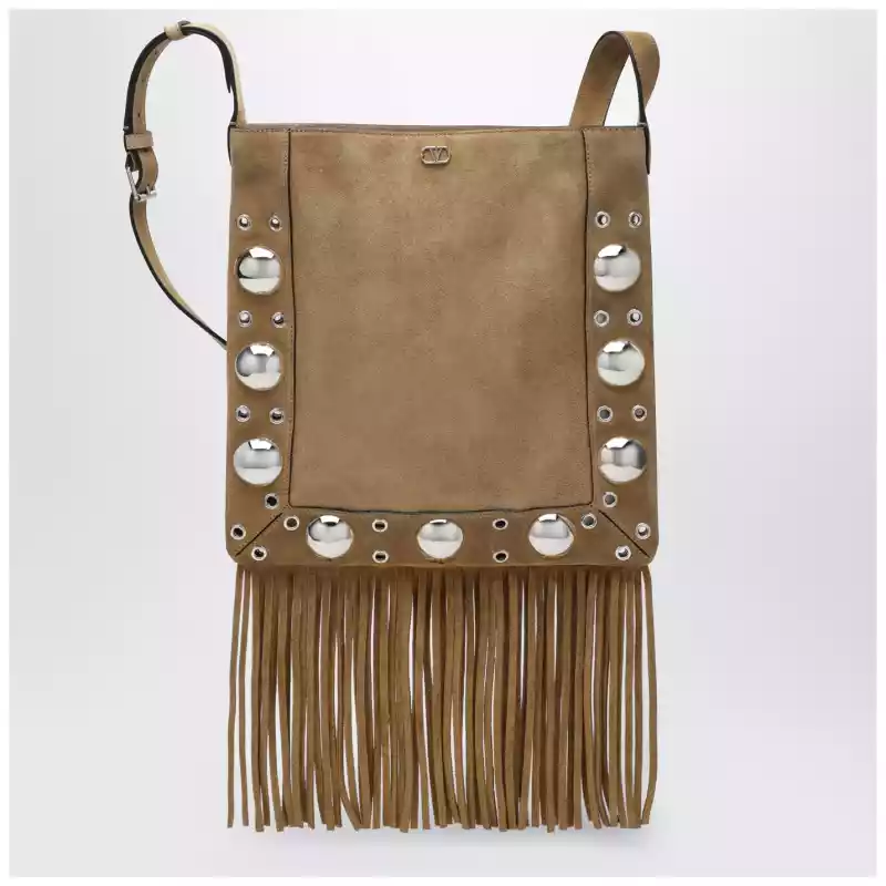 Valentino Garavani Beige Nellcôte bag in suede with fringes