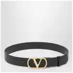 Valentino Garavani VLogo black/gold leather belt