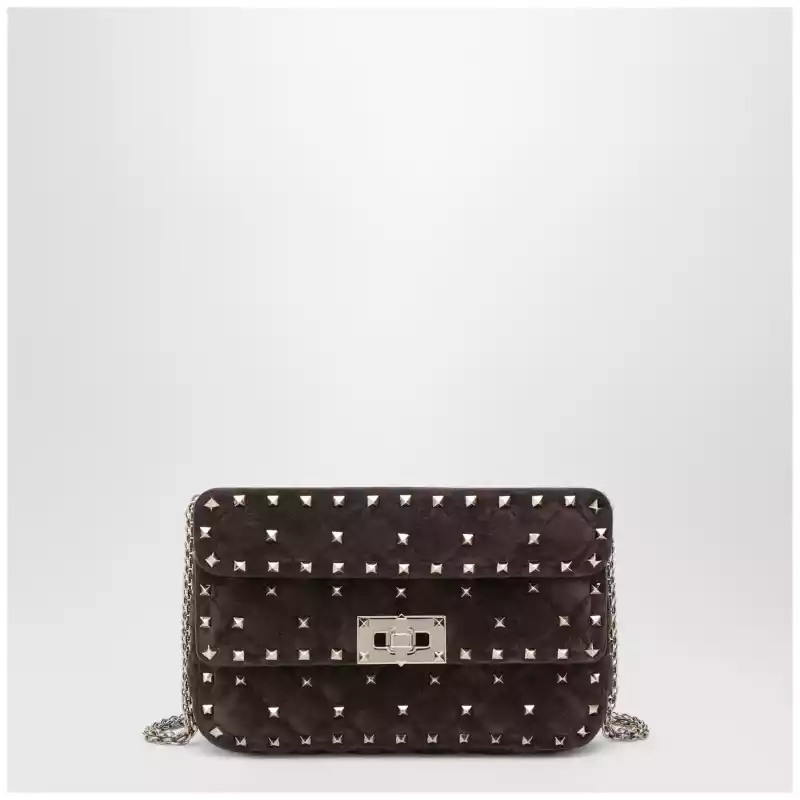 9W2B0123KQQ_T_VALE-0TO.a Valentino Garavani Rockstud Spike bag in brown suede