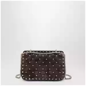 Valentino Garavani Rockstud Spike bag in brown suede