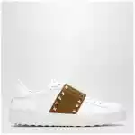 Valentino Garavani Rockstud Untitled trainers in white leather/beige Havana