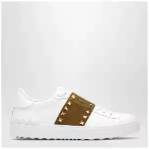 Valentino Garavani Rockstud Untitled trainers in white leather/beige Havana
