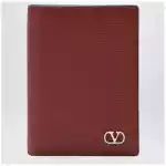 Valentino Garavani Dark red Vlogo card holder in grained leather