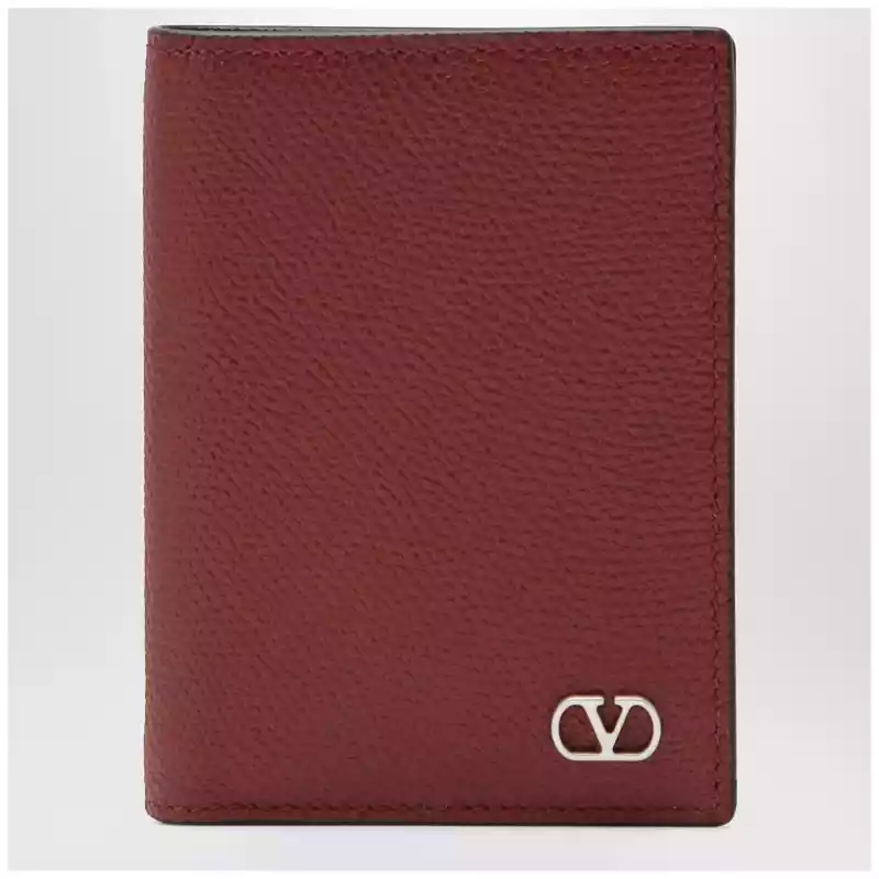 9Y2P0AP1UAG_T_VALE-AQS.a Valentino Garavani Dark red Vlogo card holder in grained leather
