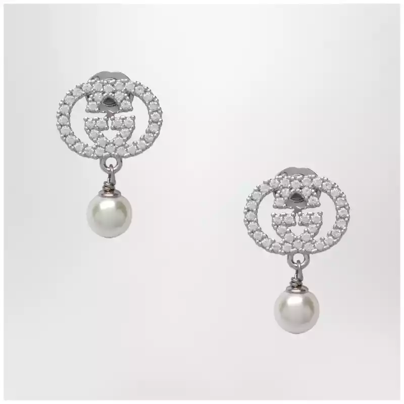 GUCCI GG earrings with crystals and pearls
